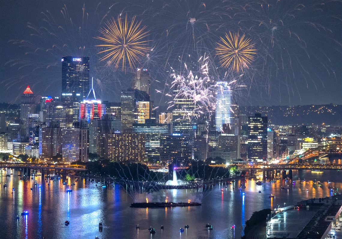 Pittsburgh Fourth of July fireworks over the three rivers