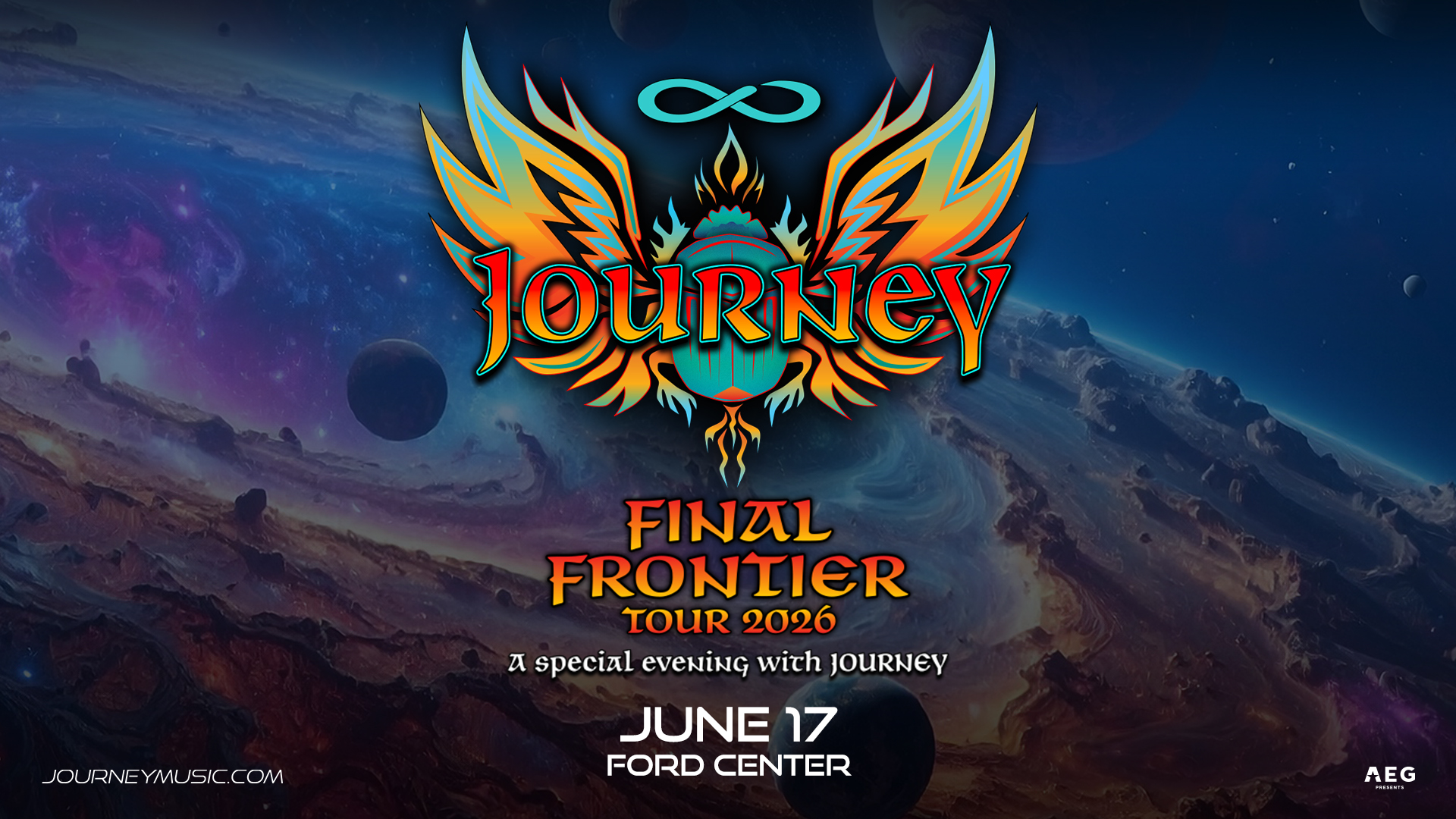 Journey Final Frontier Tour 2026 poster, Ford Center Evansville June 17