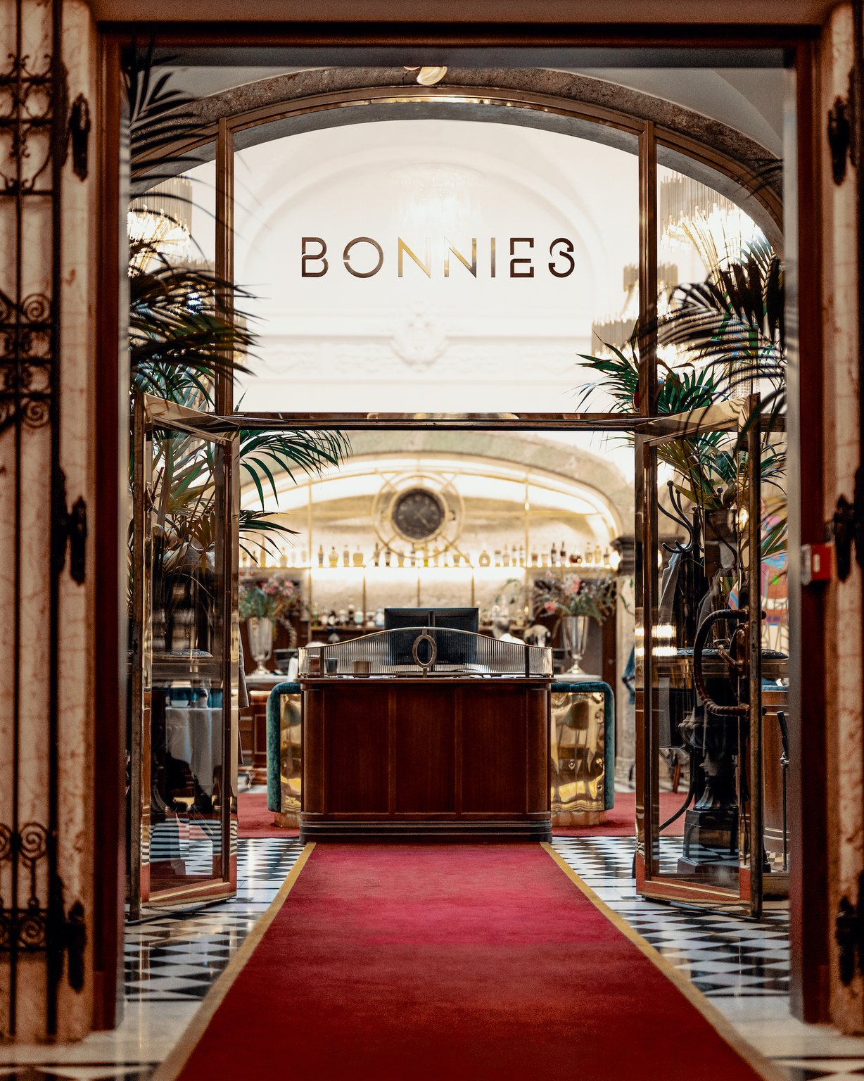 Grand entrance to Bonnie’s restaurant in the former banking hall