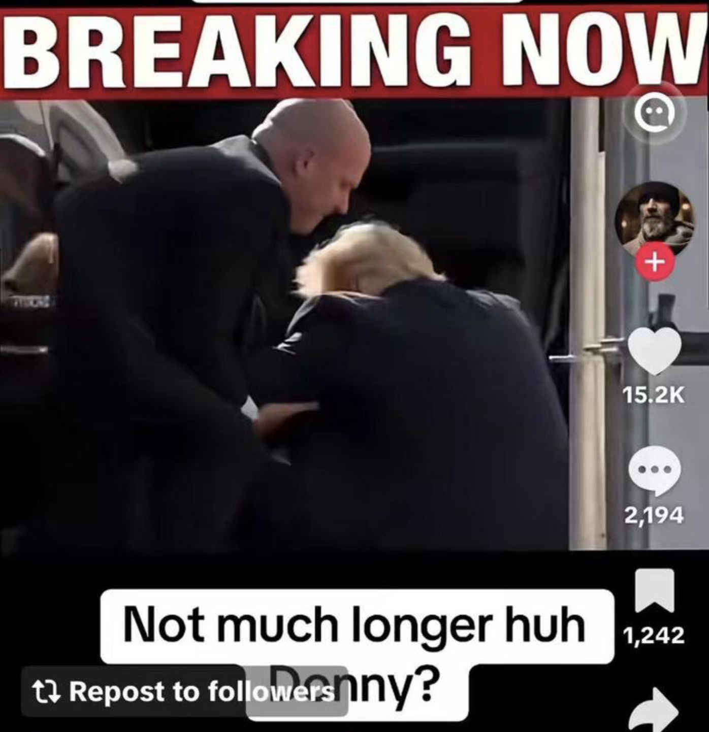 Trump's fingers bending like rubber as he reaches for a limo door that keeps blurring