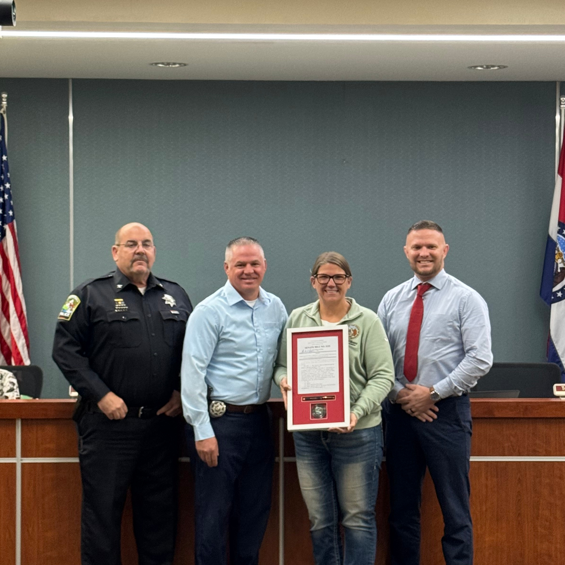 State Representative Cecelie Williams recognizes Byrnes Mill police for their support of Bentley and Mason’s Law