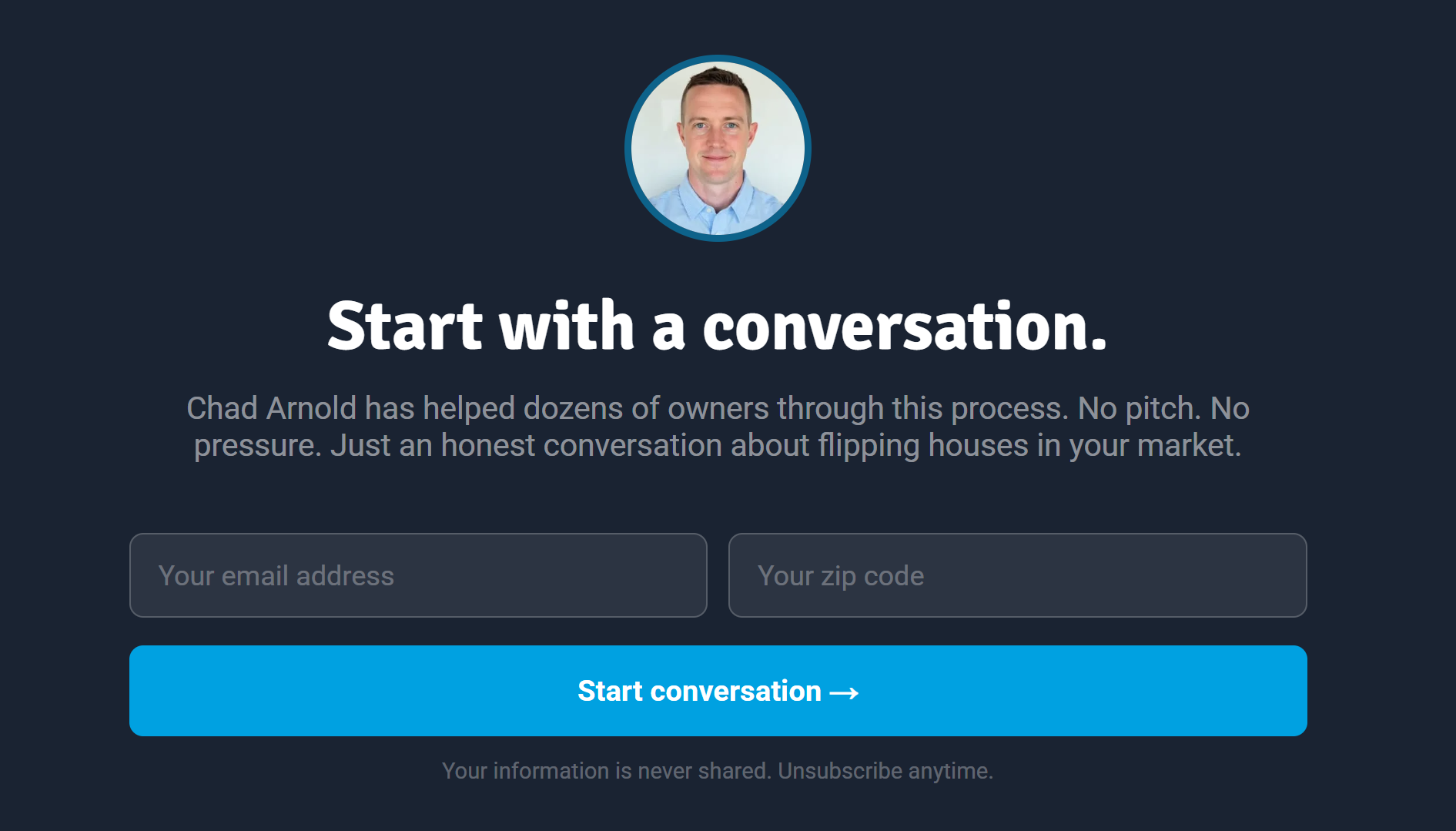 New Again Houses' franchise development page introduces prospects to Chad Arnold.