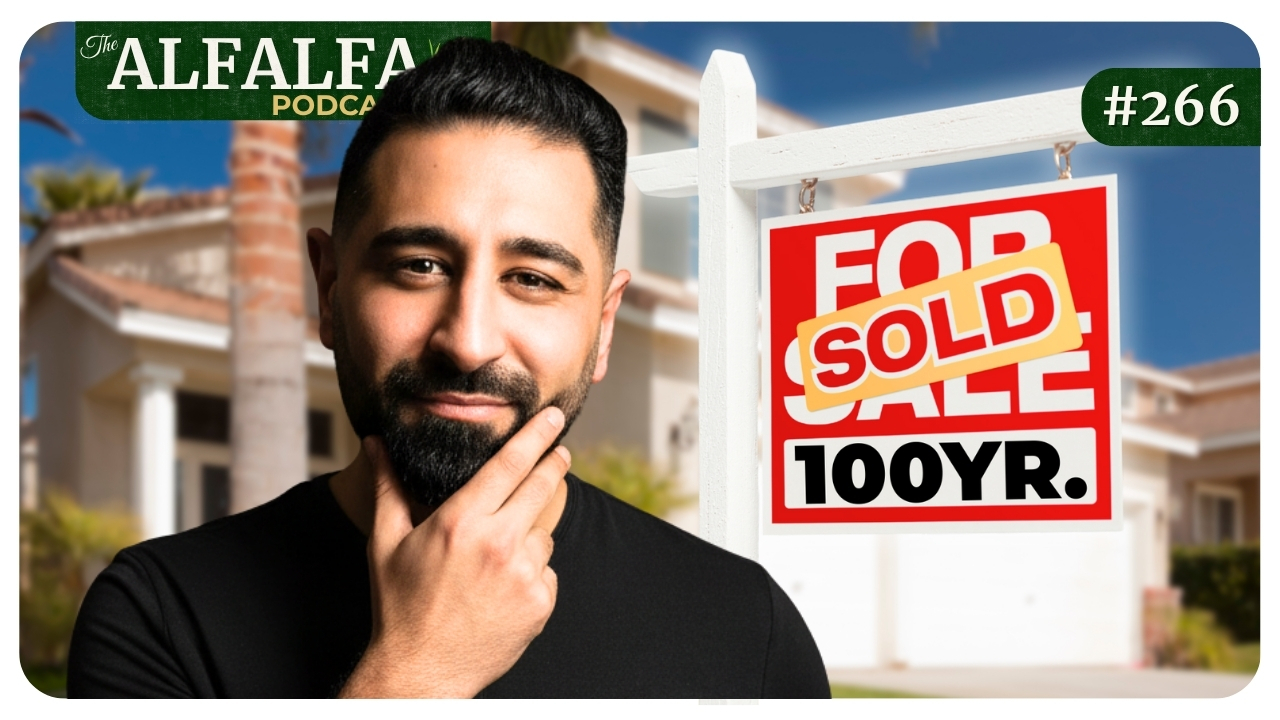 Alfalfa Podcast header image for episode on the 100-year mortgage, Makers vs. Takers, and philanthropy.