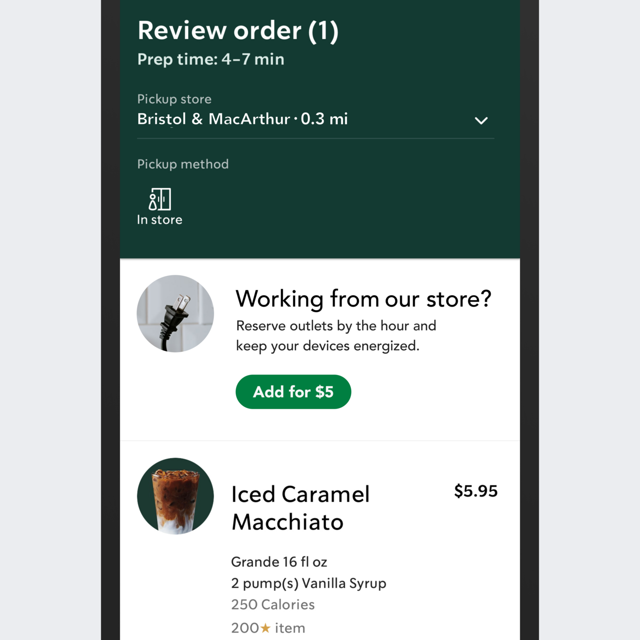 Starbucks Electrical Outlet Upsell
