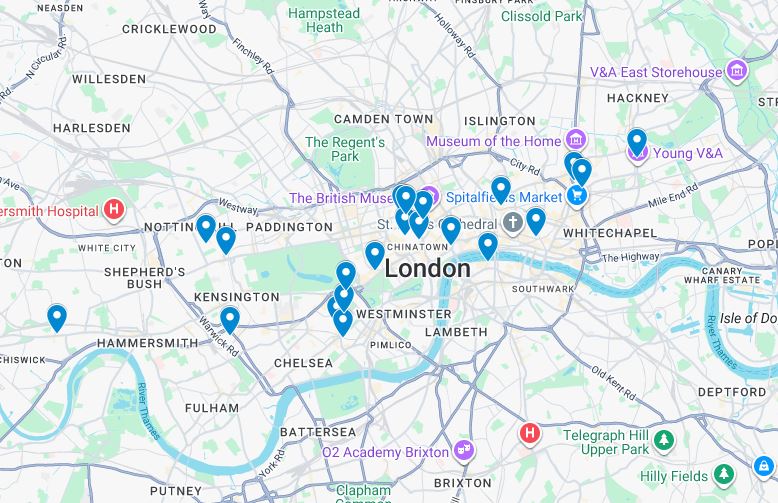 Map of London Hotels Above Par picks