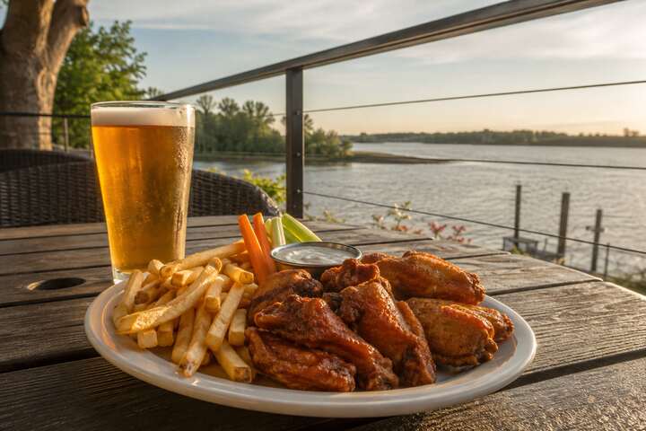 Classic pub food on a Fraser River patio at Speed's Neighbourhood Pub in Ladner, Delta BC