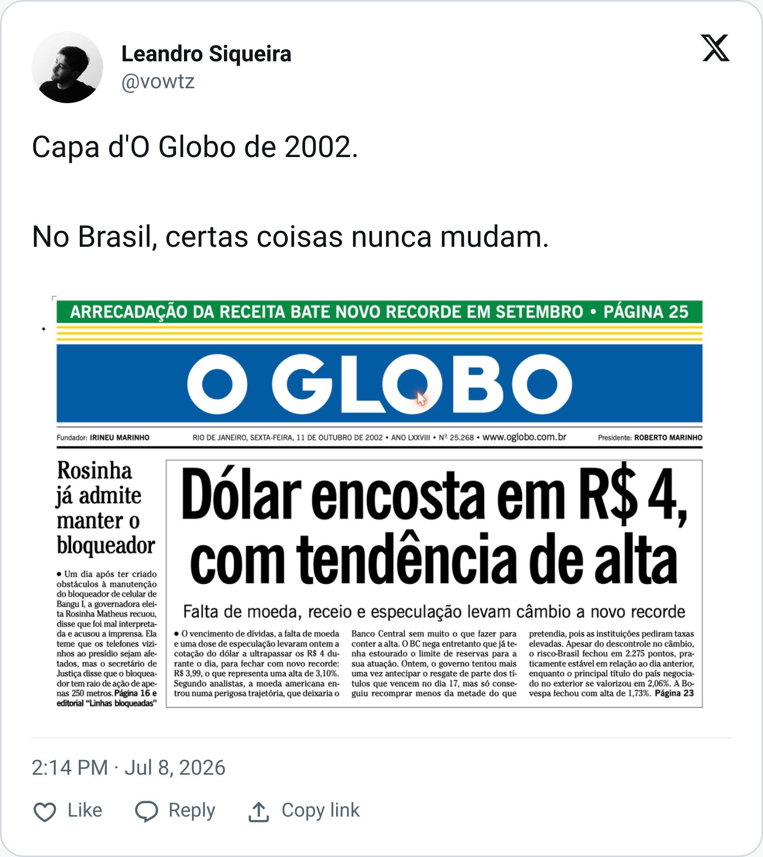 Tweet screenshot