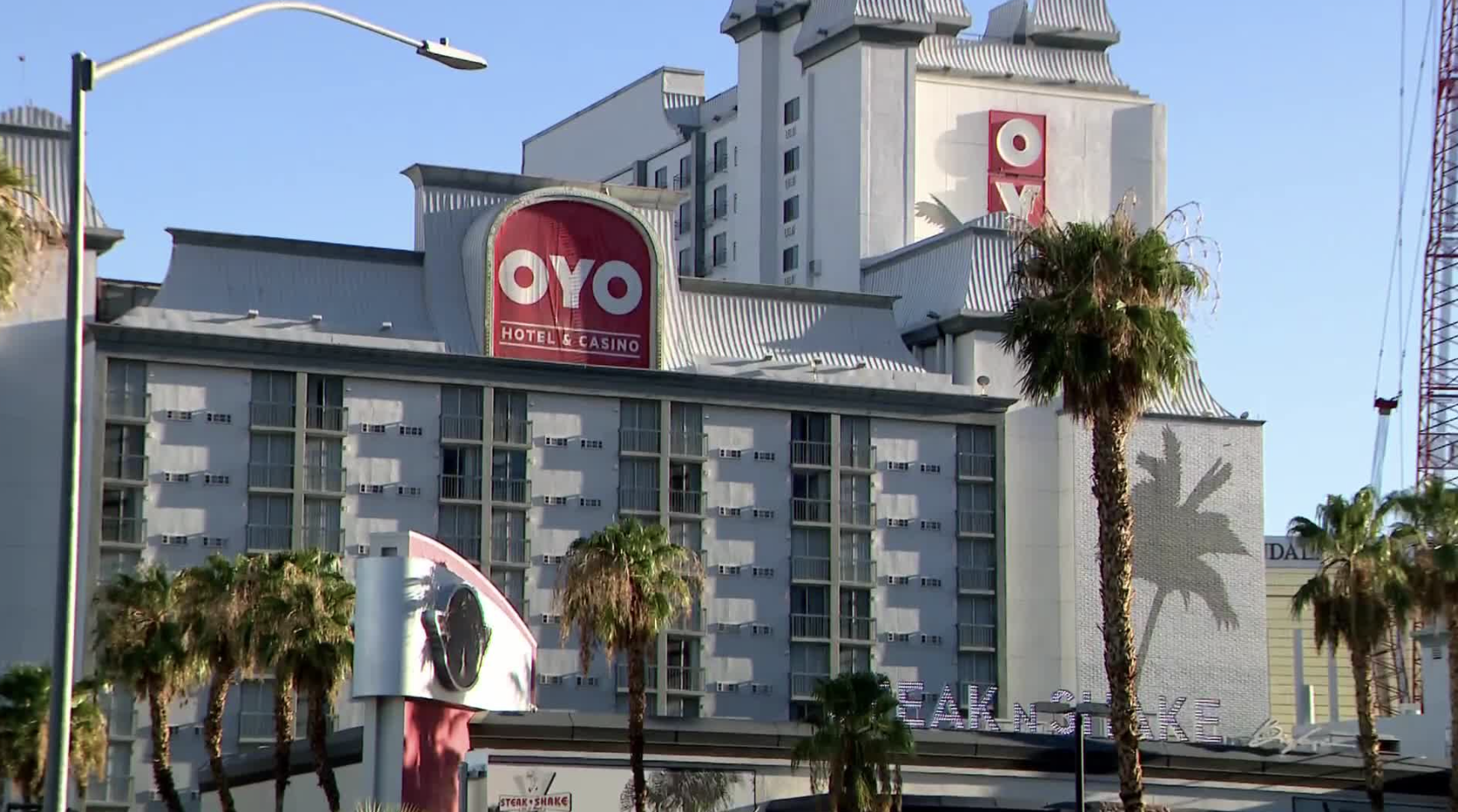 A budget hotel's front entrance with AI-altered signage reading Palette, taken from a listing for a hotel that doesn't exist
