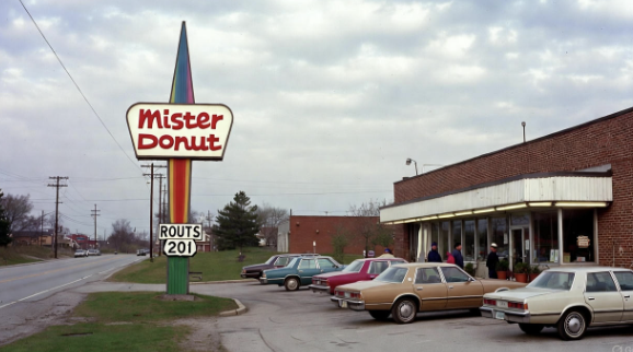 Mister Donut on Route 201, Waterville, 1984