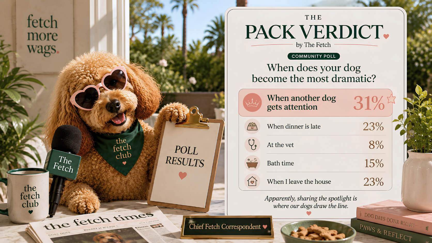 The Fetch Pack Verdict poll results showing when dogs become the most dramatic