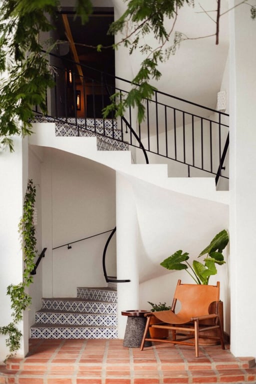 Tiled staircase and hacienda architecture at Tropicana Los Cabos