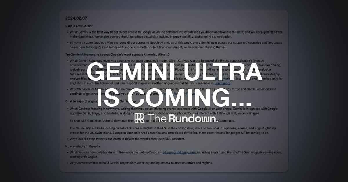 Gemini Ultra is coming!