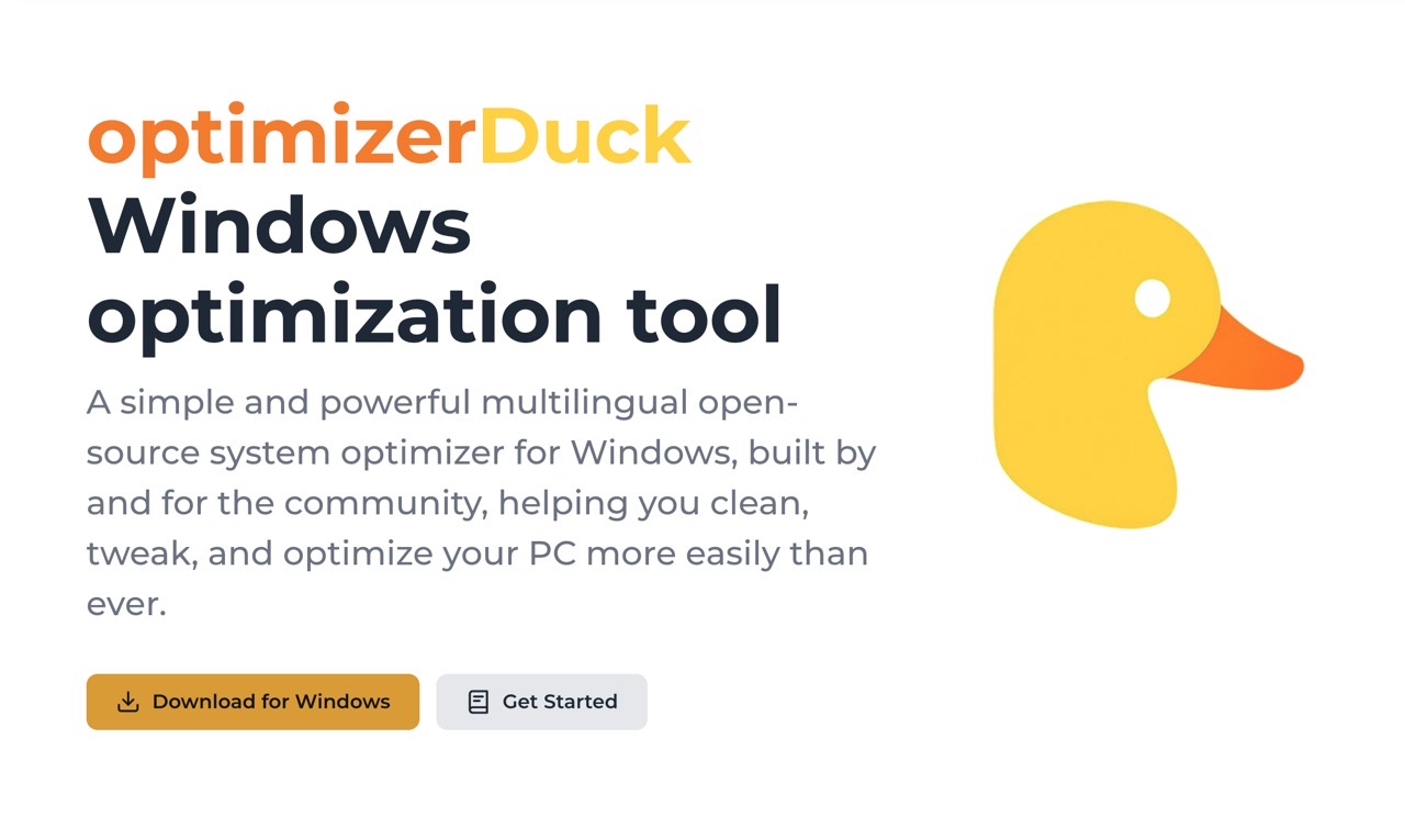 optimizerDuck Windows optimization and debloating tool