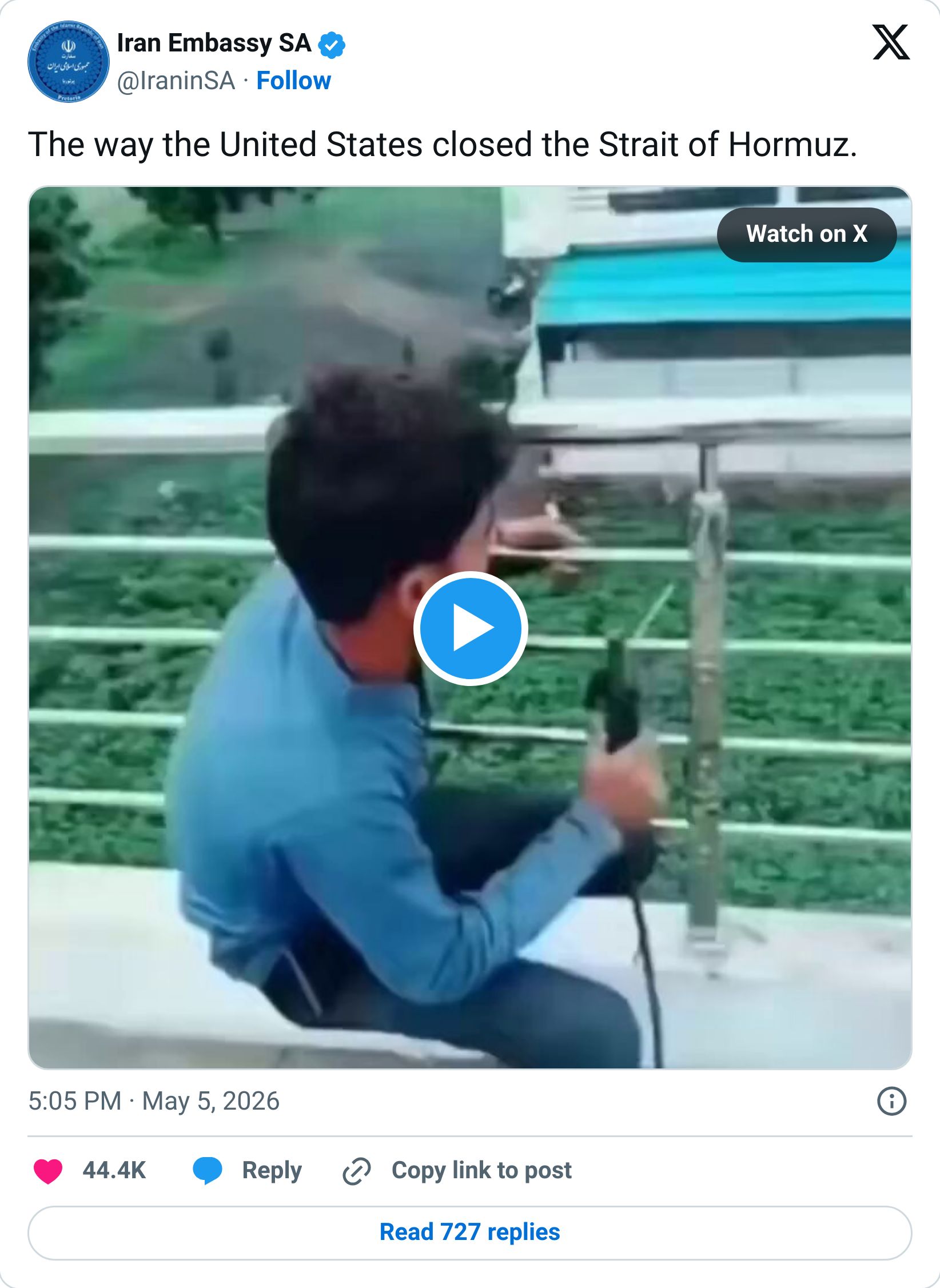 Tweet screenshot