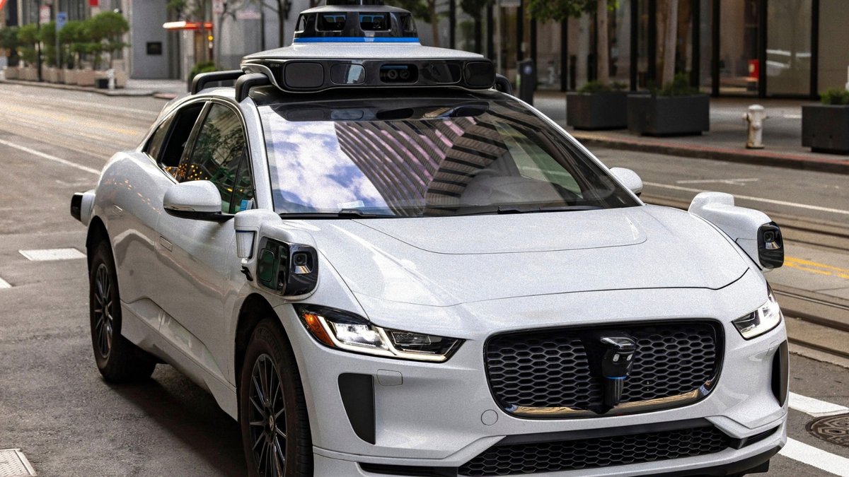A driverless car pulled over by police on a California road