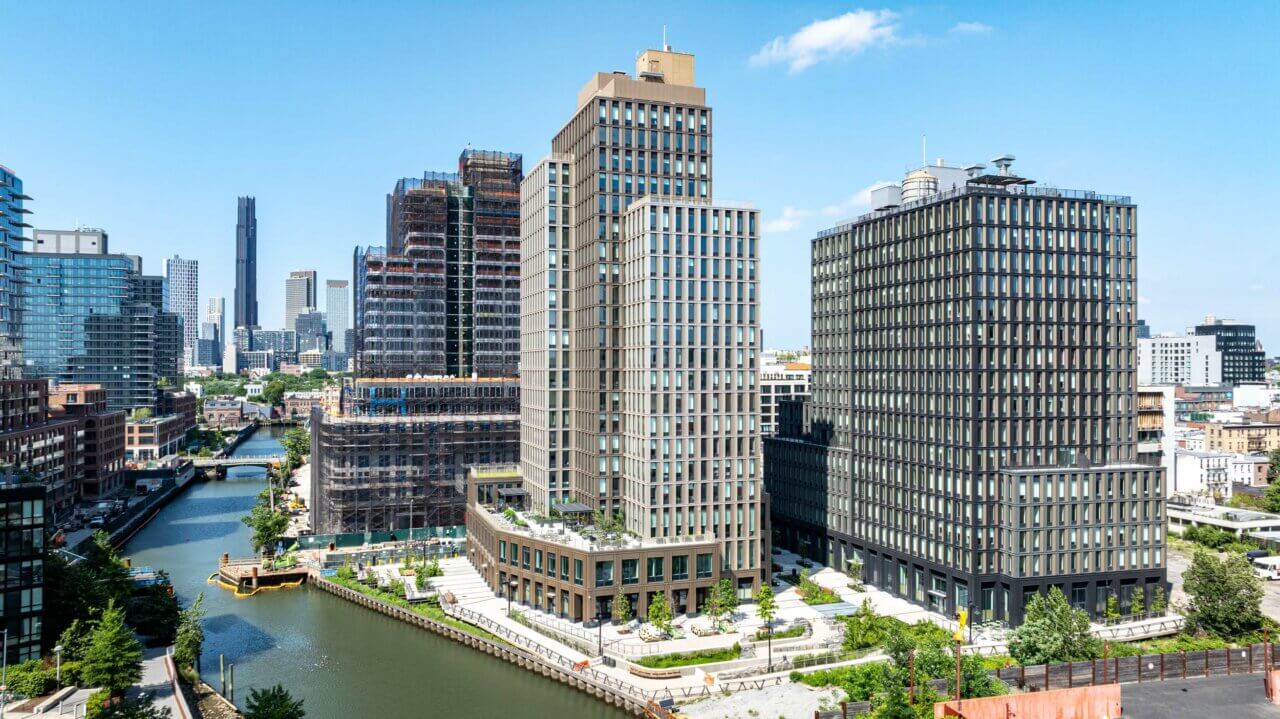 New towers rising along the Gowanus canal, marketed as the Amsterdam of New York.