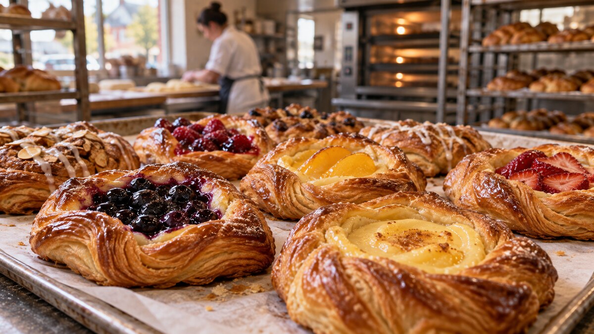 Freshly baked Danish pastry at Delta Bakery in Ladner, Delta BC