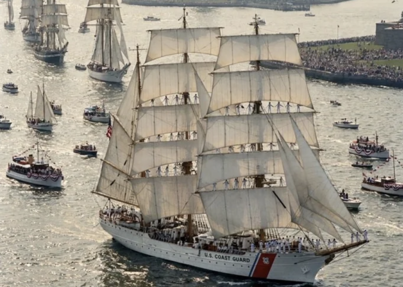 Tall ships that never sailed past a Statue of Liberty that never watched them