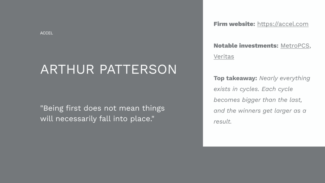 📶 17 Lessons From Arthur Patterson (Co-Founder @ Accel)