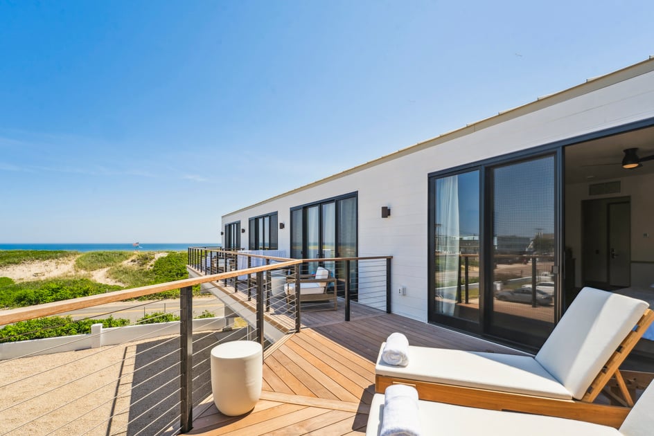 Ocean-facing terrace at Offshore Montauk