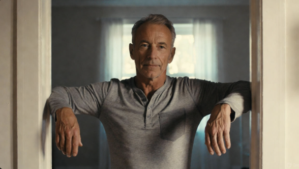 Man doing a pectoral stretch in a doorway frame