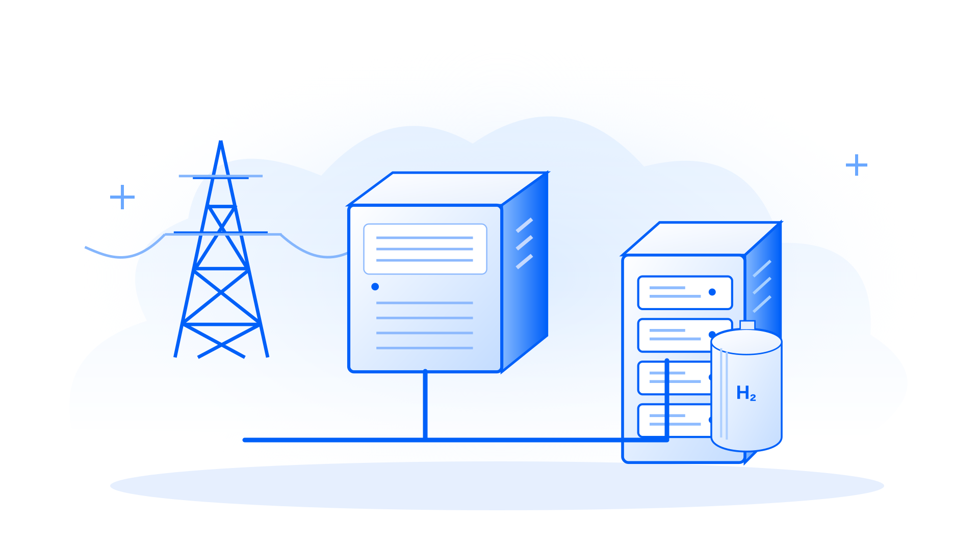 Conceptual blue-line illustration supporting DON'T WAIT FOR THE GRID. BRING THE POWER PLANT TO THE DATA CENTER.