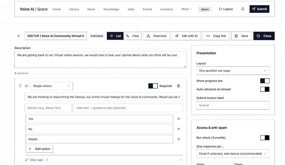 Survey example 1