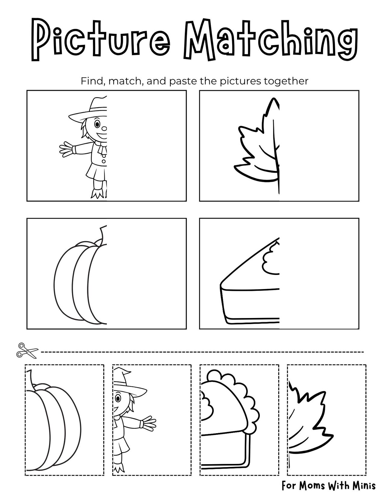 Fall Picture Matching Worksheet