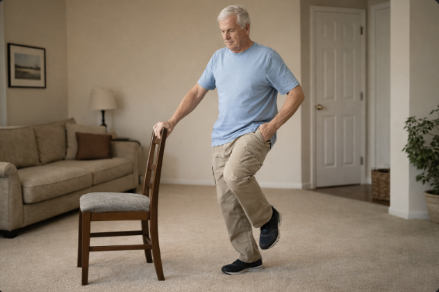 Man doing gentle standing hip circles