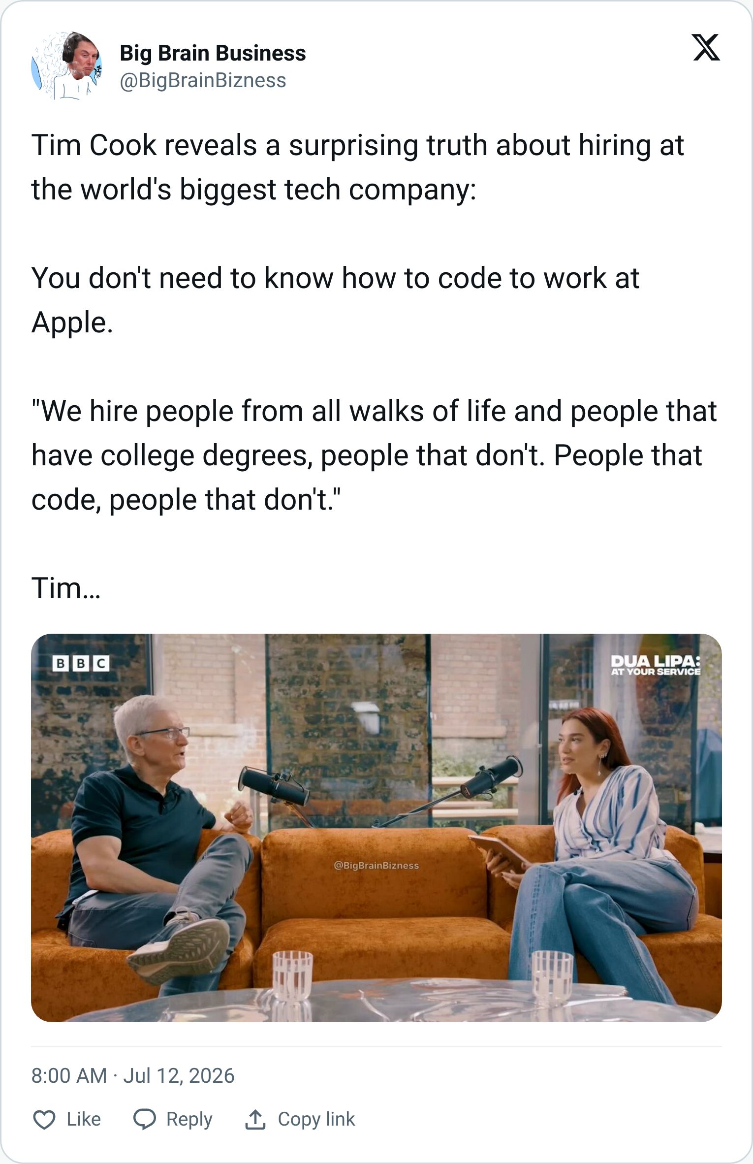 Tweet screenshot