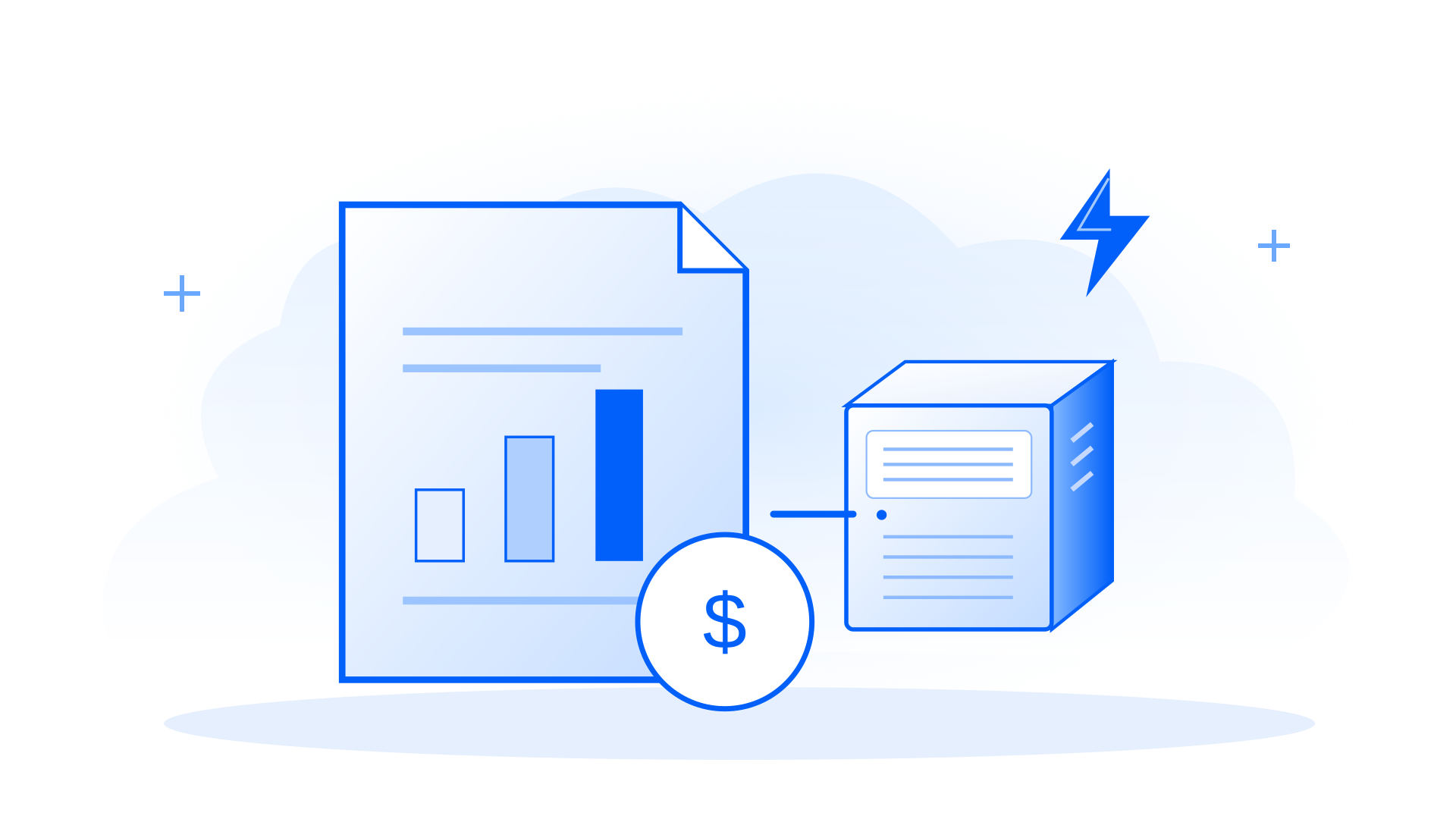 Conceptual blue-line illustration supporting TECHNOLOGY IS INTERESTING. REVENUE MAKES IT A BUSINESS.