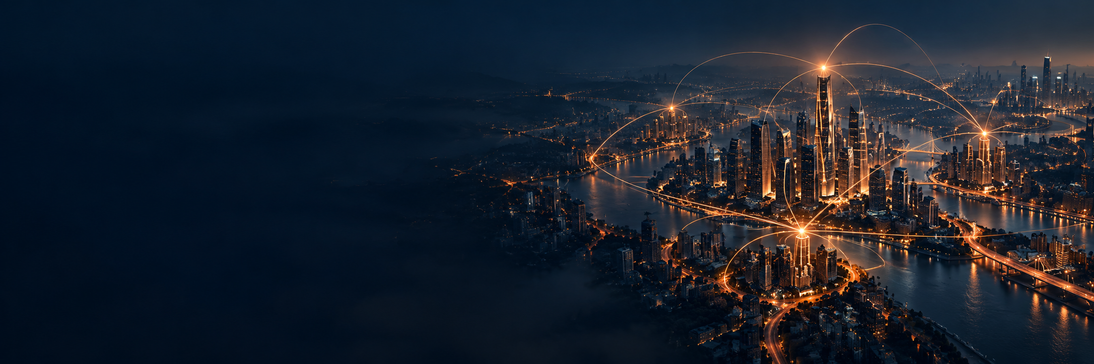 Editorial illustration of a connected global city