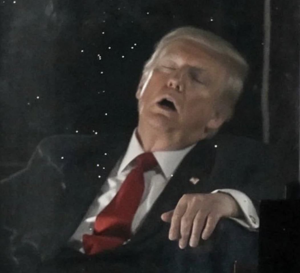 Trump slumped at the Fourth of July fireworks with impossibly smooth skin and a wide-open mouth that someone added with AI