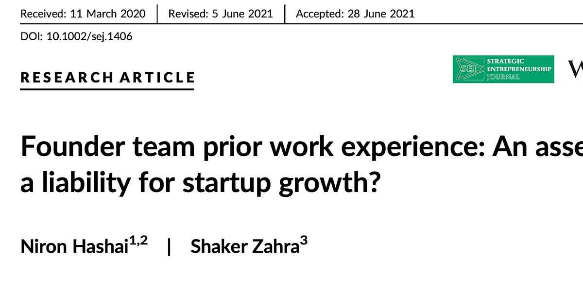 The Impact of Previous Work Experience on Startup Success