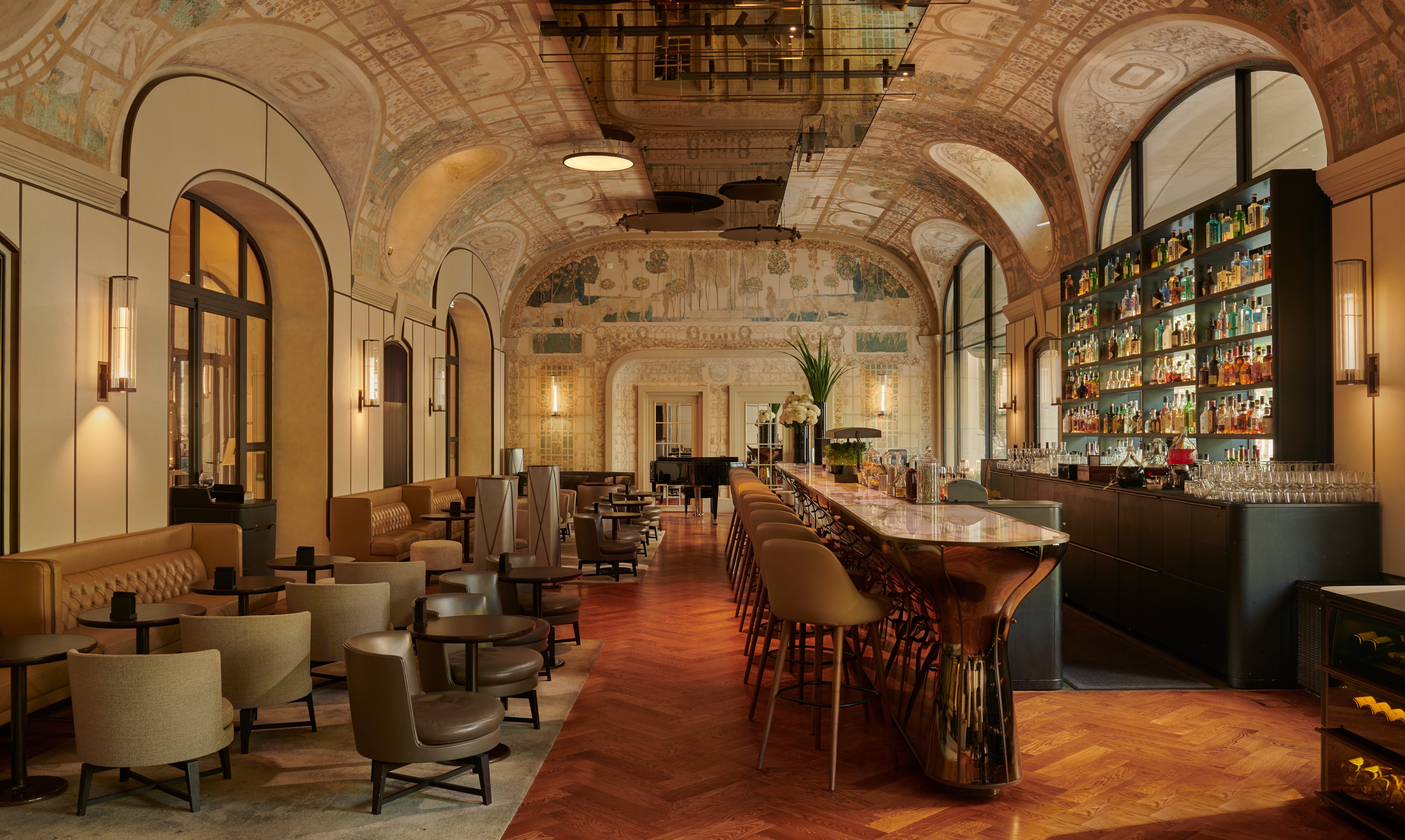 Fresco-covered bar at Hôtel Lutetia