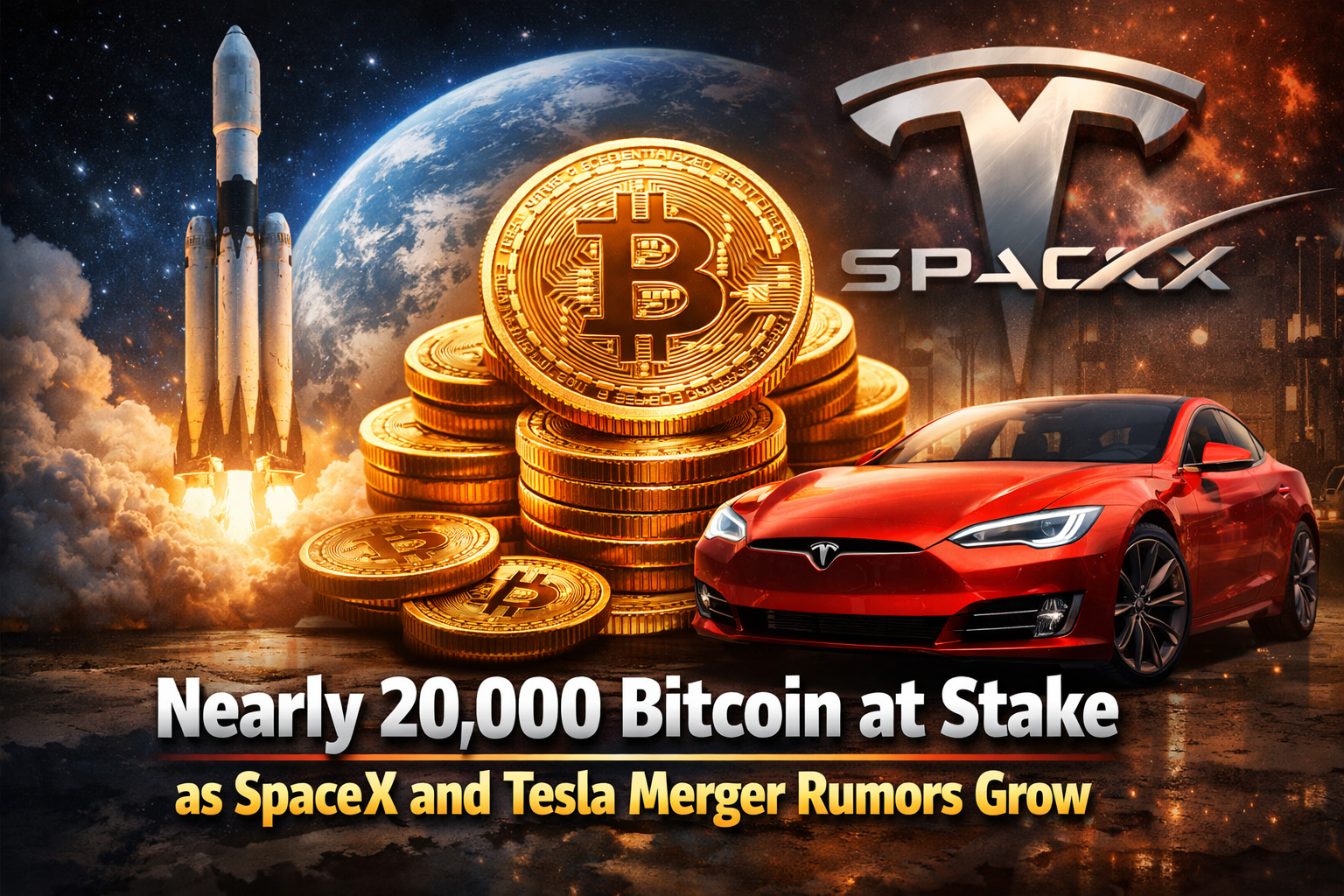 Nearly 20,000 Bitcoin at Stake as SpaceX and Tesla Merger Rumors Grow