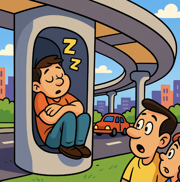 Bizarre Video Shows Man Sleeping Inside Flyover Pillar, Bengaluru Police Reacts