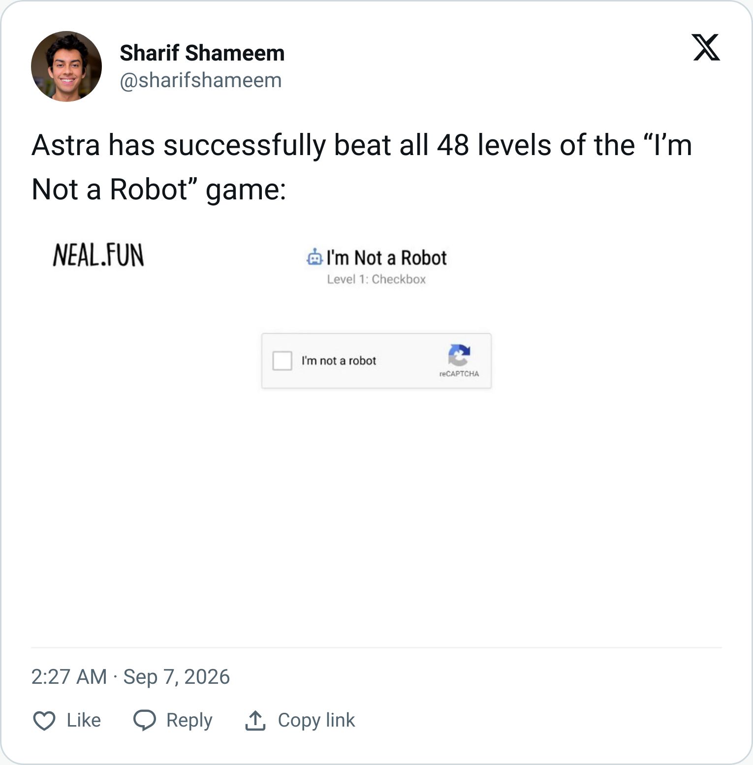 Tweet screenshot