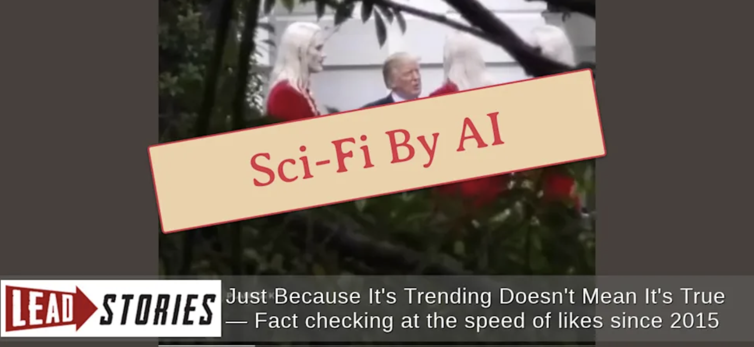 World leaders ‘meeting’ tall red-uniformed blond aliens in a photo a UFO page cooked up with AI