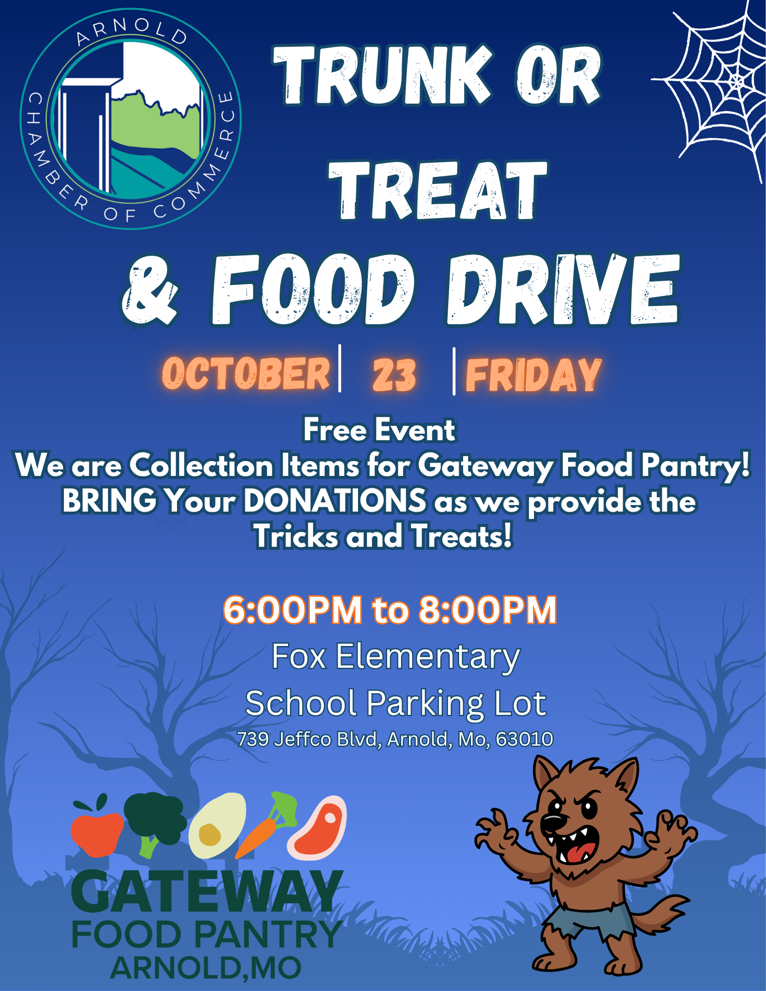 Arnold Chamber of Commerce Trunk or Treat and Food Drive, October 23