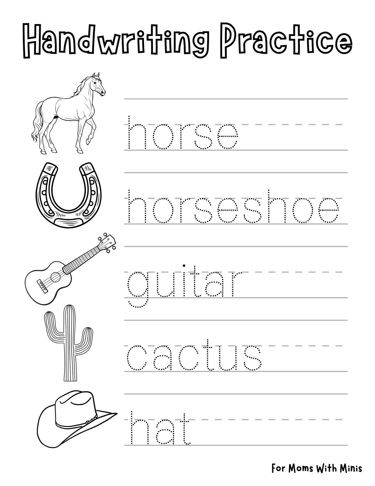 Western Theme Handwriting Practice