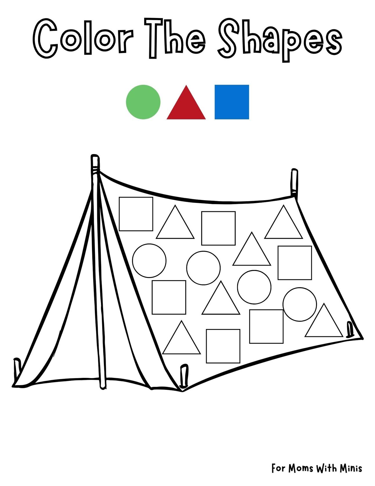 Color The Shapes In The Tent Color the shapes in the tent