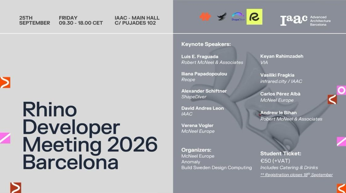 Rhino Developer Meeting 2026 Barcelona flyer
