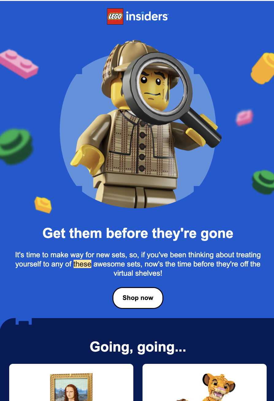 LEGO retiring sets email