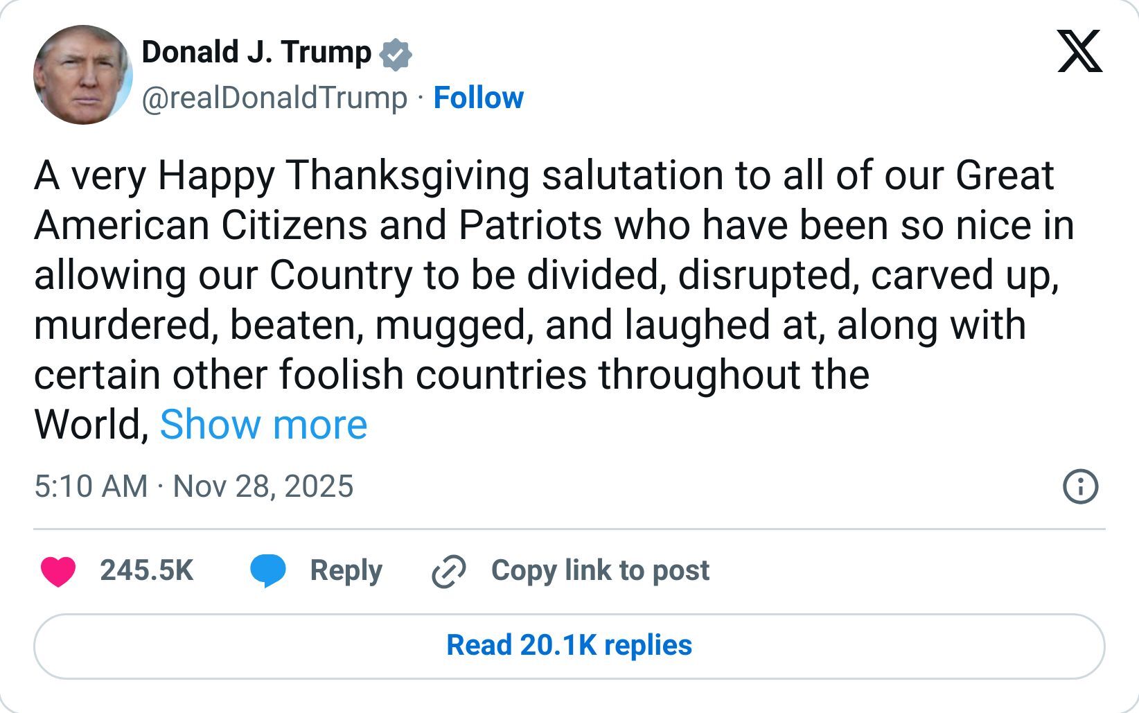 Tweet screenshot