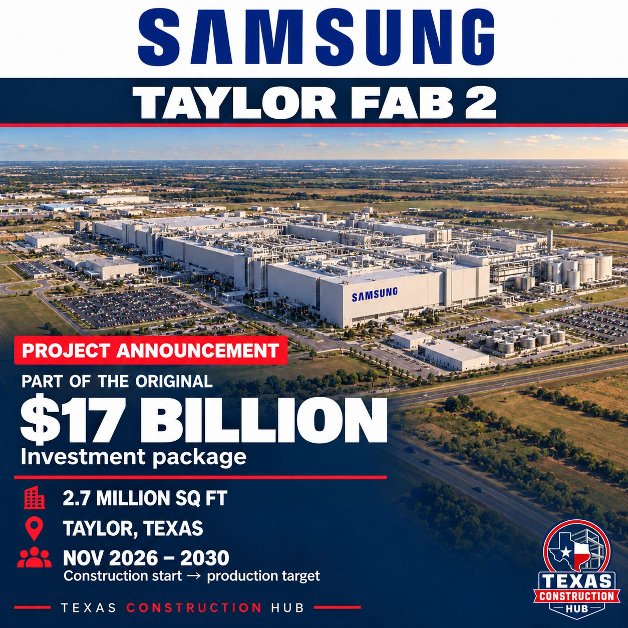Samsung Taylor Fab 2 project announcement