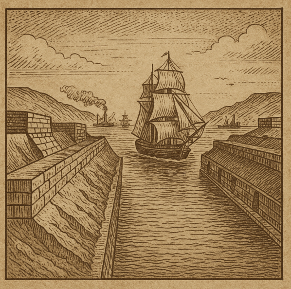 Suez Canal inauguration engineering diagram