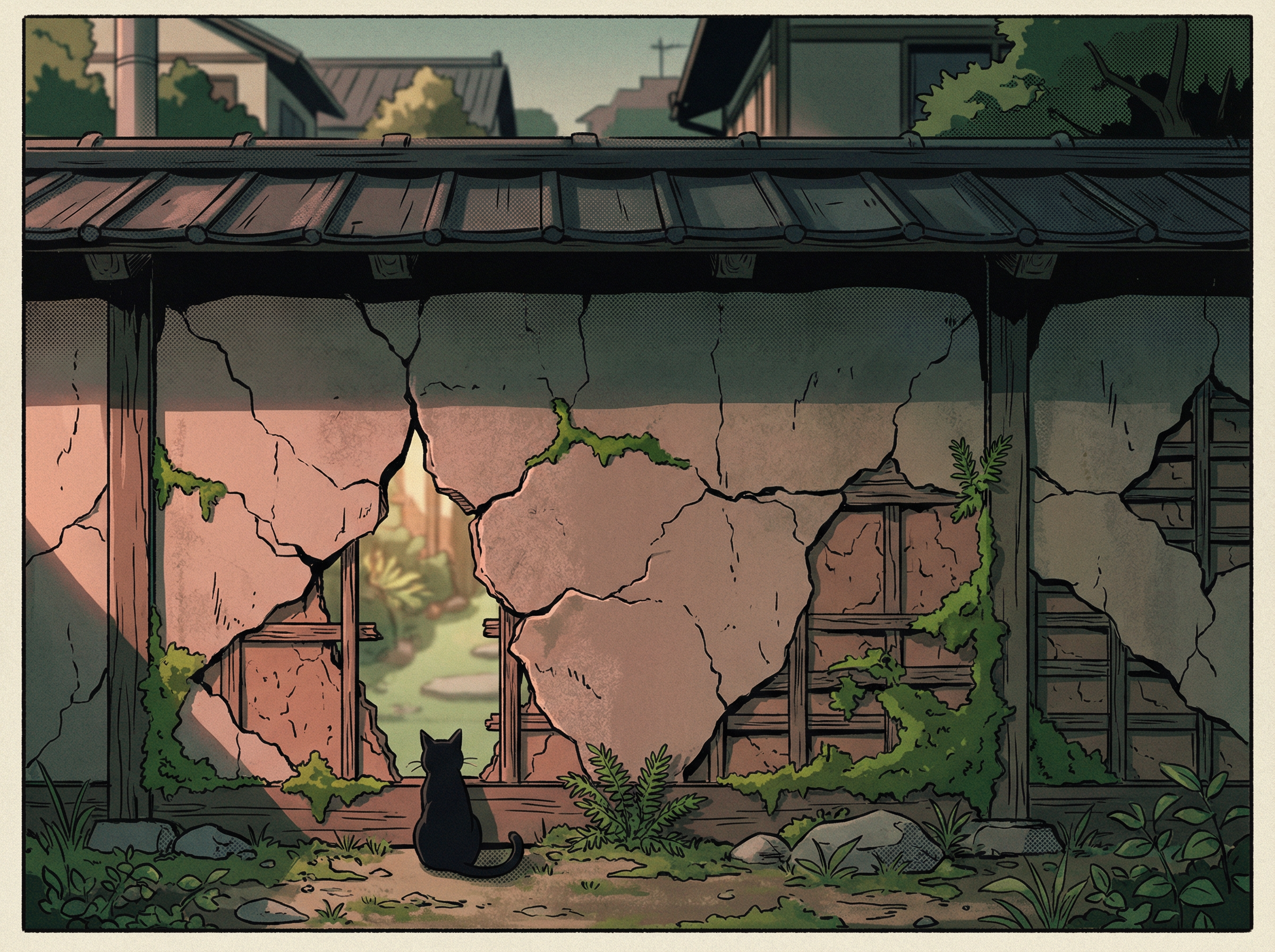 Kanji 壁 — wall crumbling, overcoming barriers