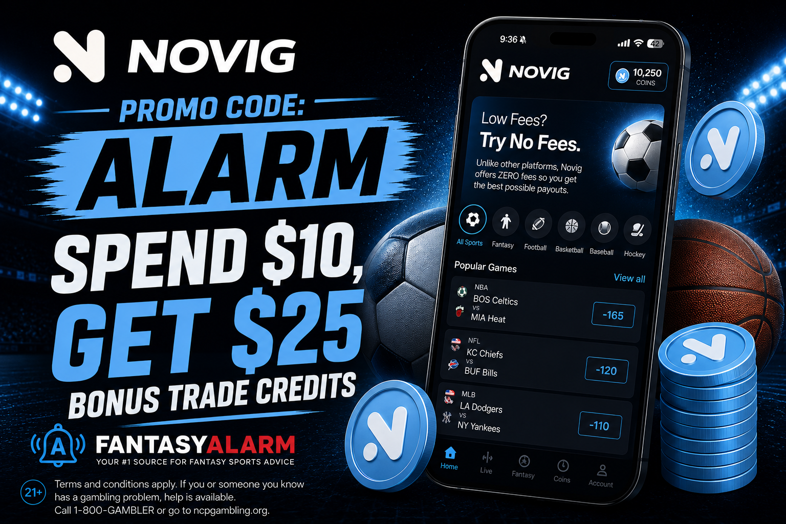 Novig - use promo code ALARM