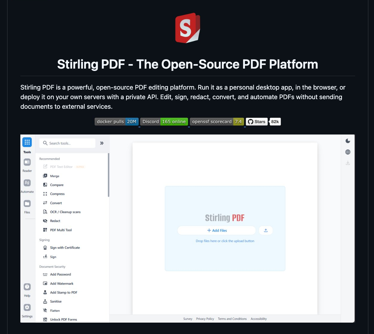 Stirling PDF Open Source PDF Toolkit